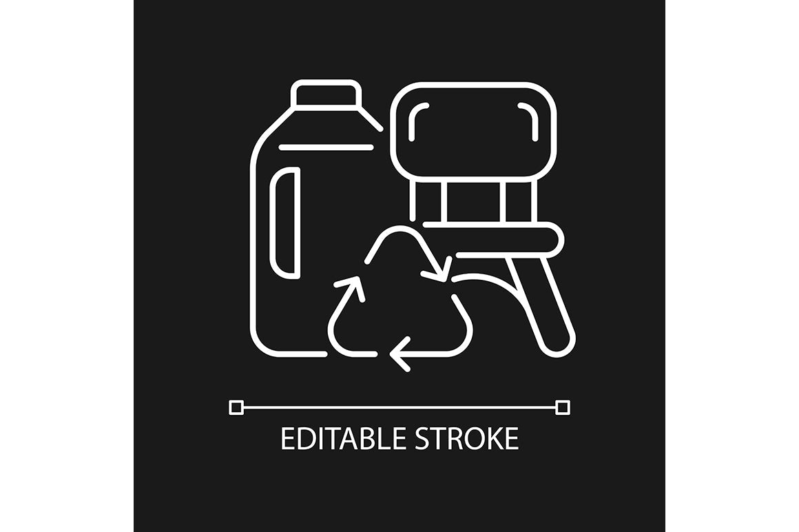 Recycled materials linear icons set for dark and light mode