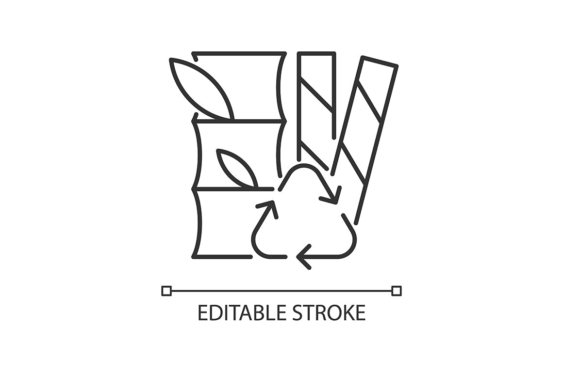 Recycled materials linear icons set for dark and light mode