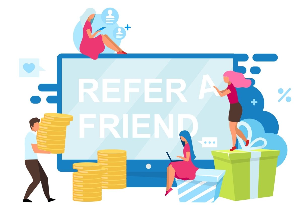 Refer a friend flat vector illustration