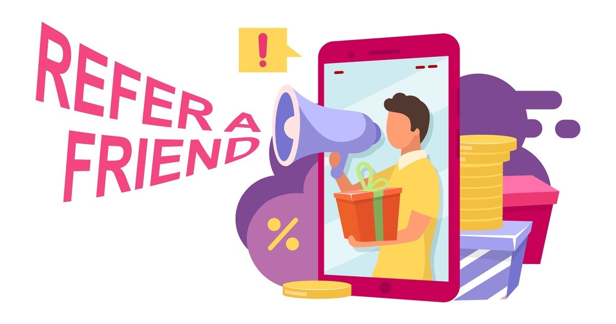 Refer a friend flat vector illustration