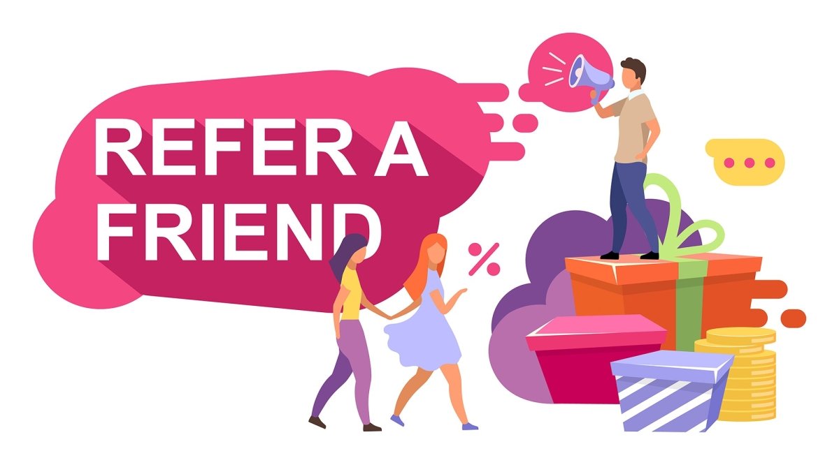 Refer a friend flat vector illustration