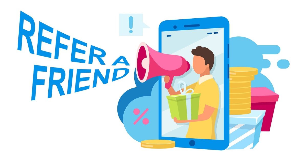 Refer a friend flat vector illustration