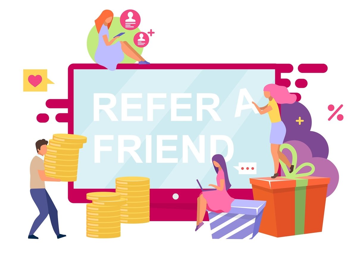 Refer a friend flat vector illustration