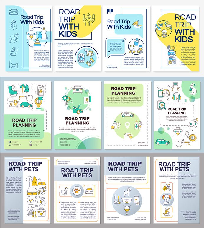 Road trip planning brochure template set