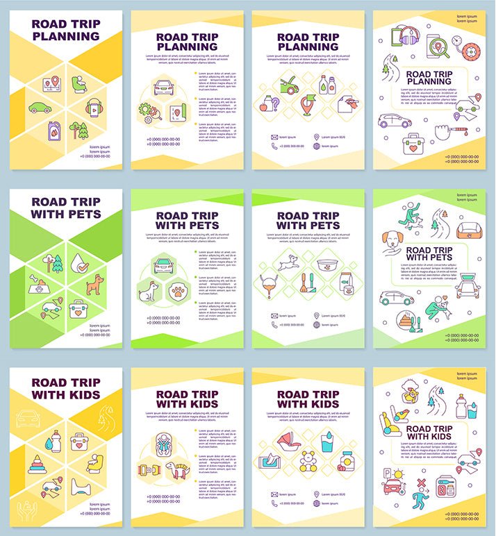 Road trip planning brochure template set