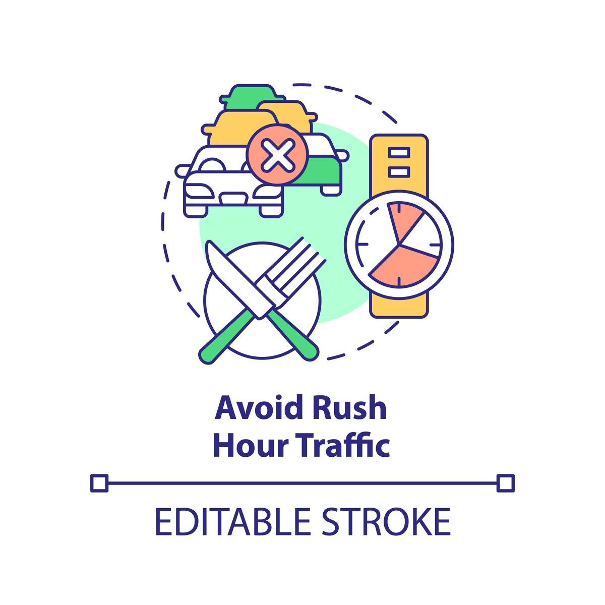 Road trip tips concept icons bundle