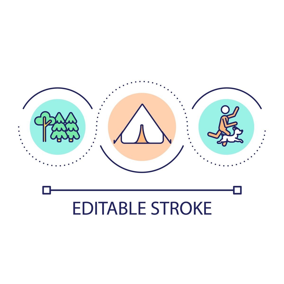 Road trip tips loop concept icon set