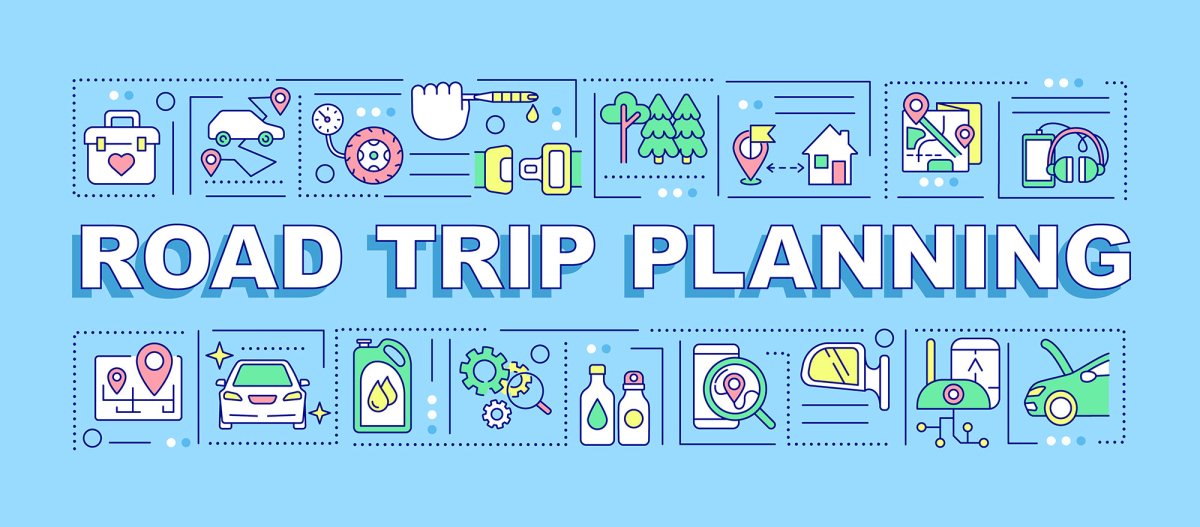 Road trip tips word concepts banner set