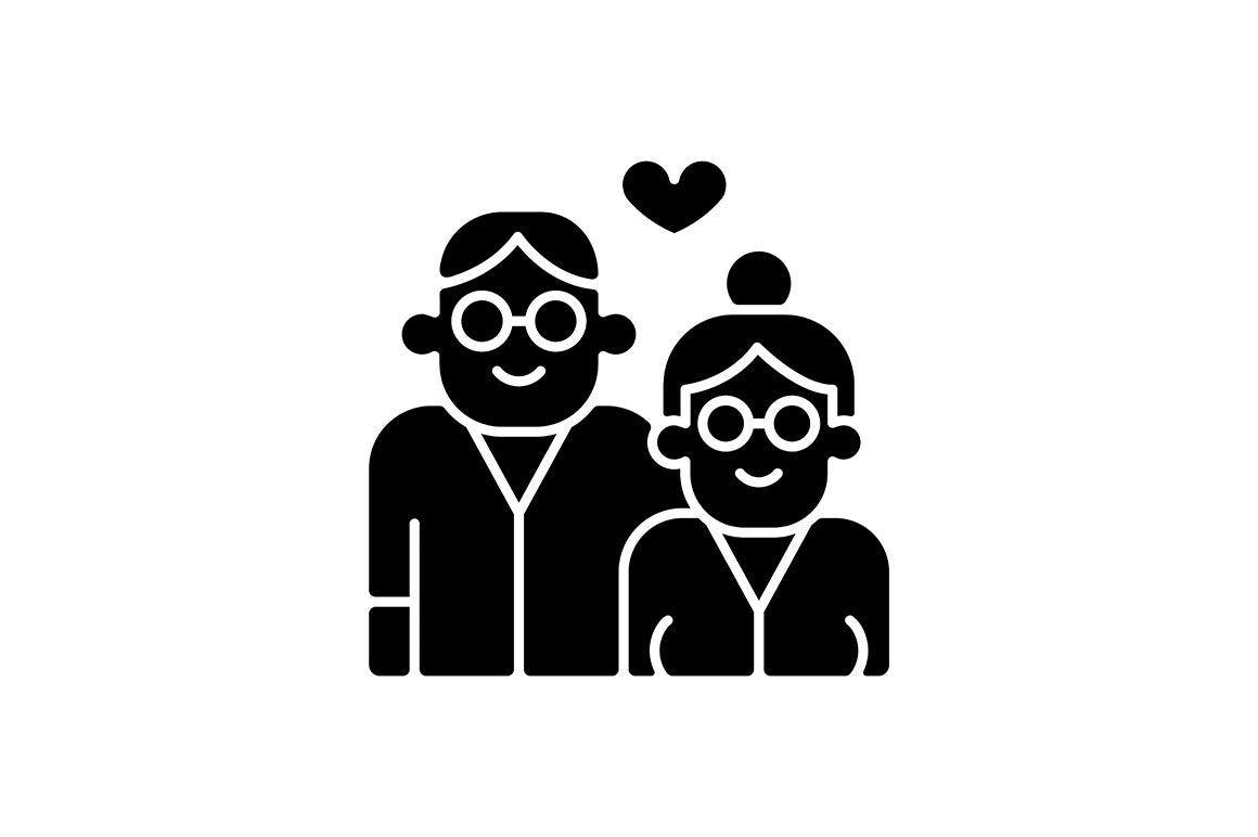 Romance black glyph icons set on white space