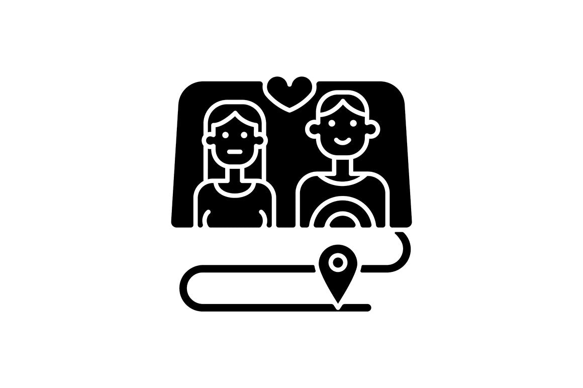 Romance black glyph icons set on white space