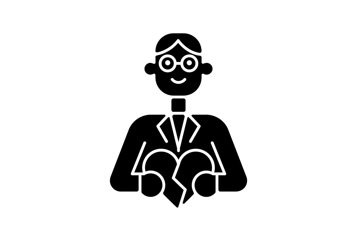 Romance black glyph icons set on white space