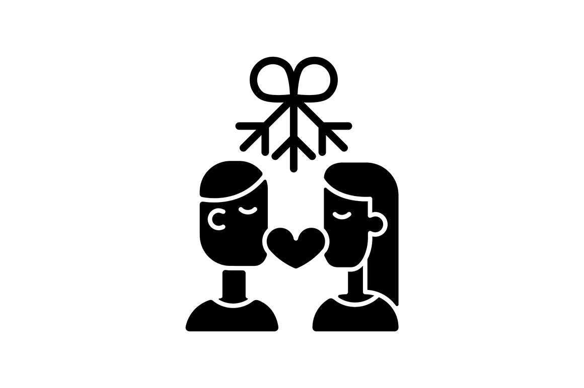 Romance black glyph icons set on white space