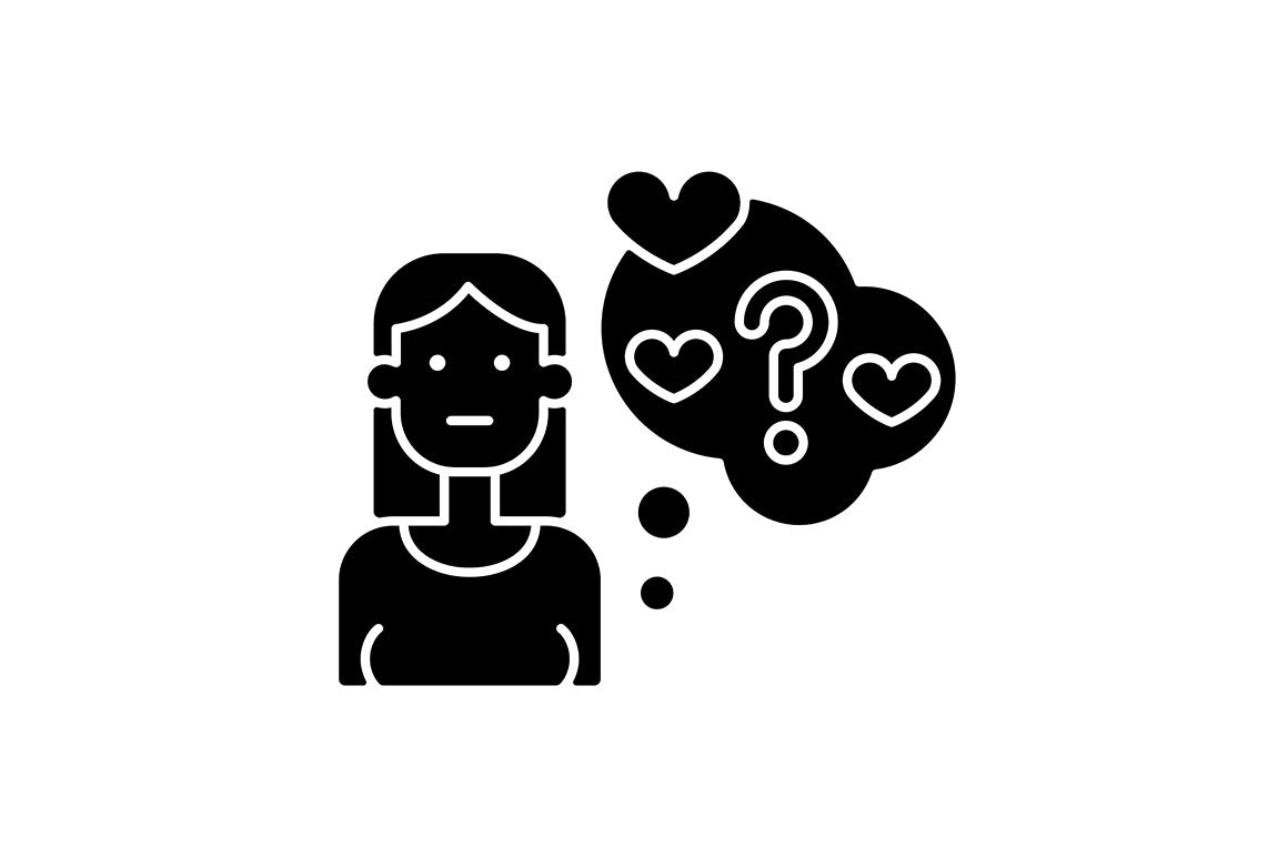 Romance black glyph icons set on white space