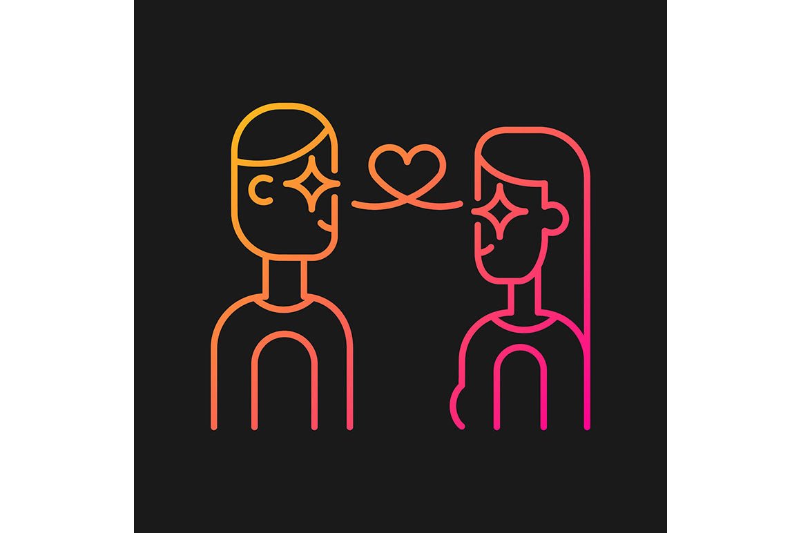 Romance gradient icons set for dark and light mode