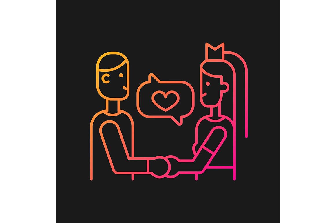Romance gradient icons set for dark and light mode