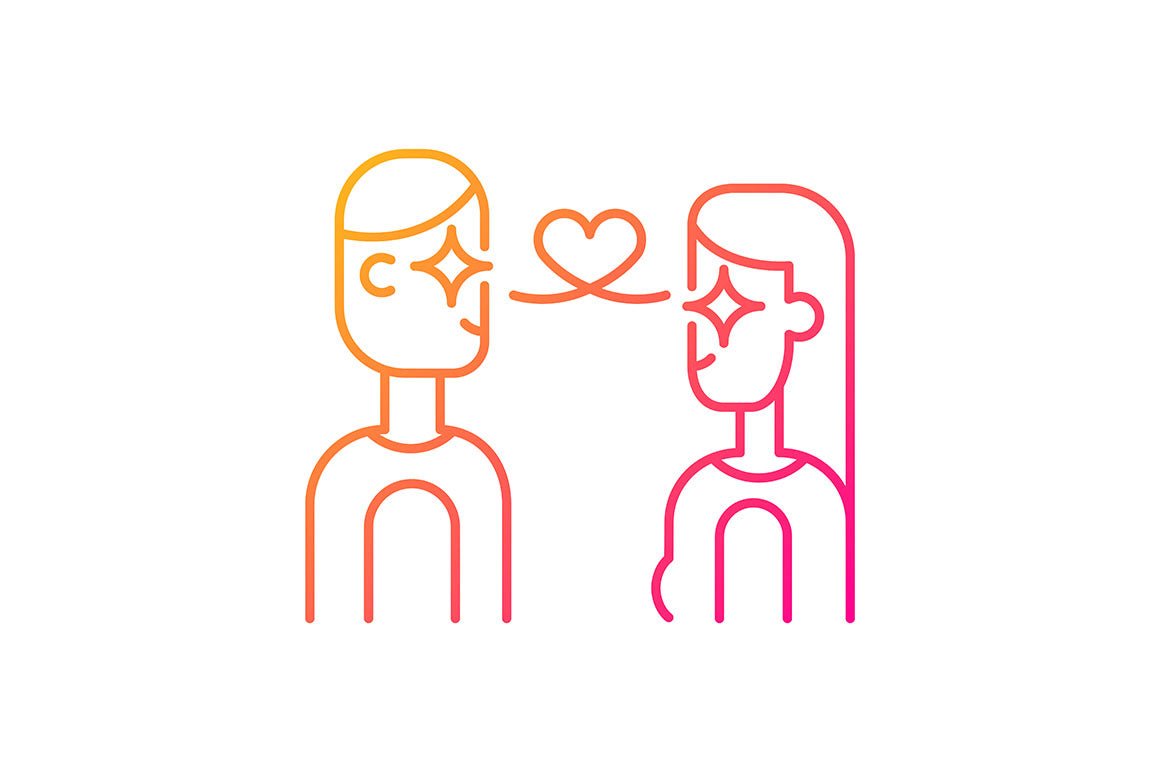 Romance gradient icons set for dark and light mode