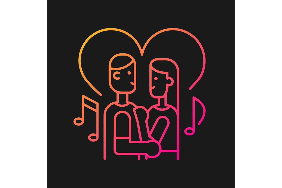 Romance gradient icons set for dark and light mode