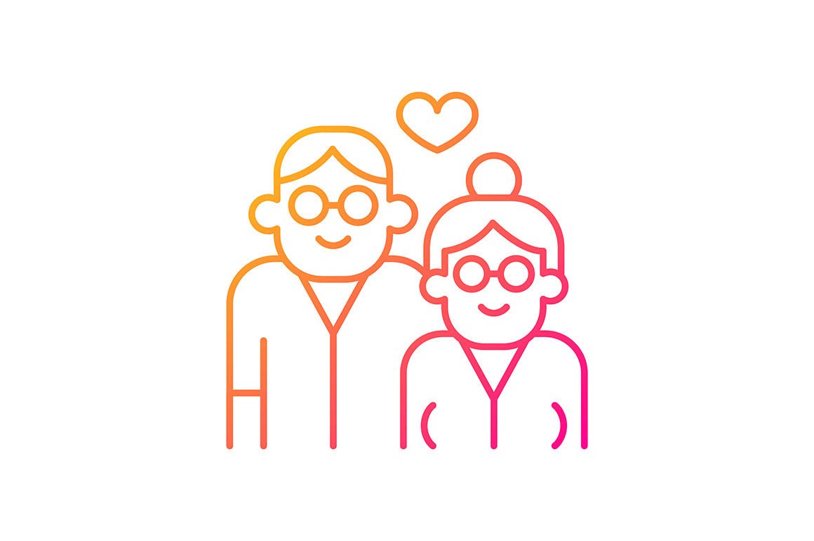 Romance gradient icons set for dark and light mode