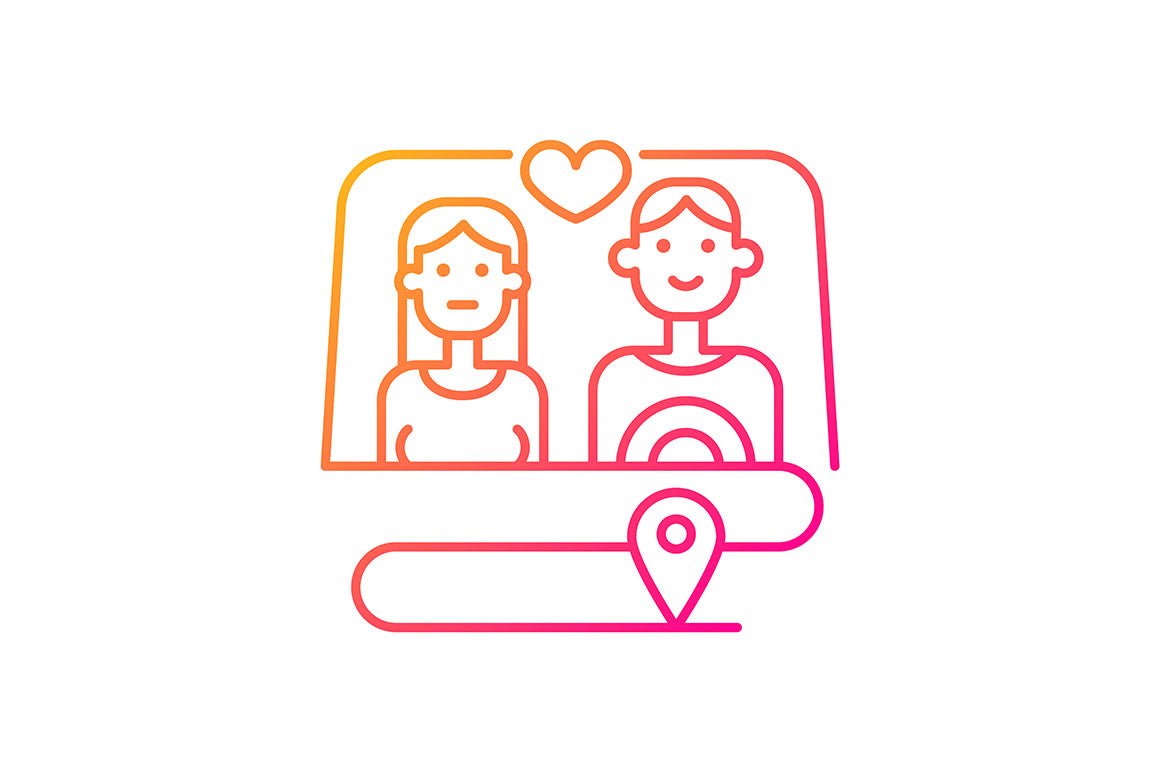 Romance gradient icons set for dark and light mode