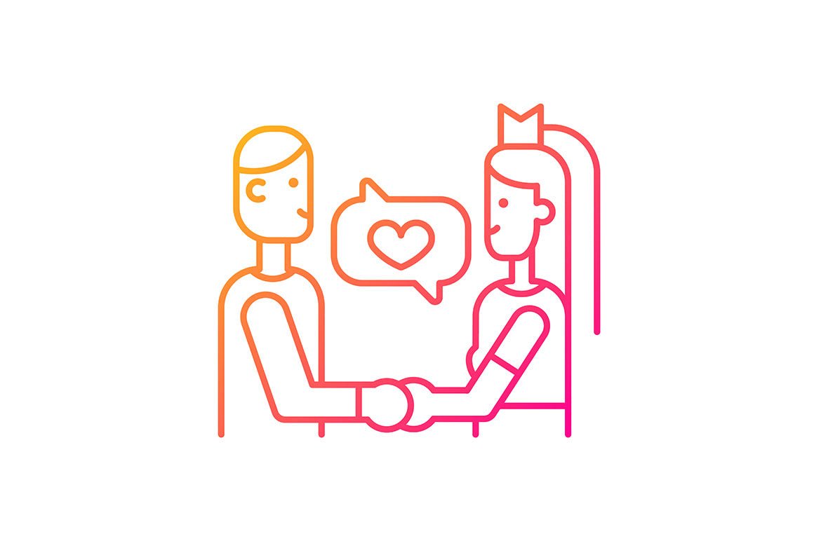 Romance gradient icons set for dark and light mode