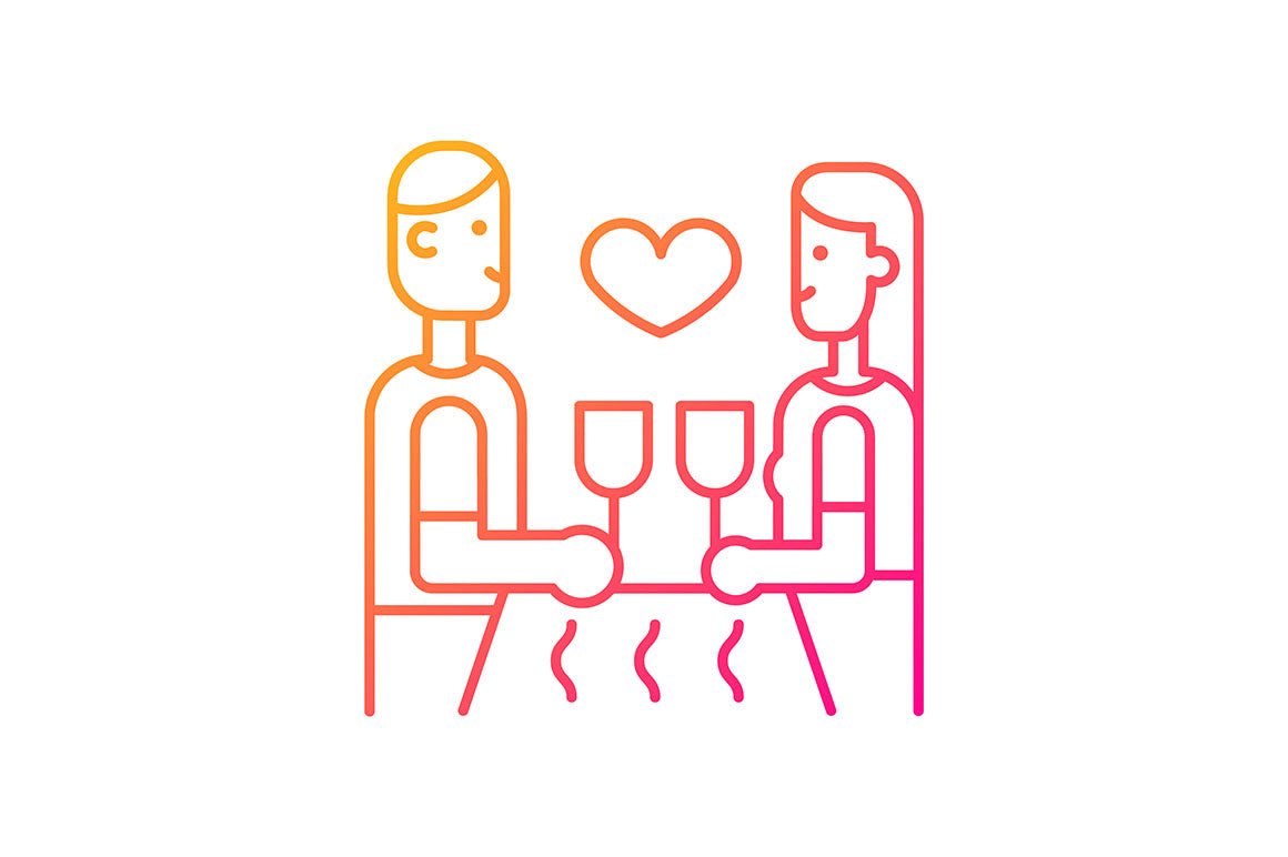 Romance gradient icons set for dark and light mode