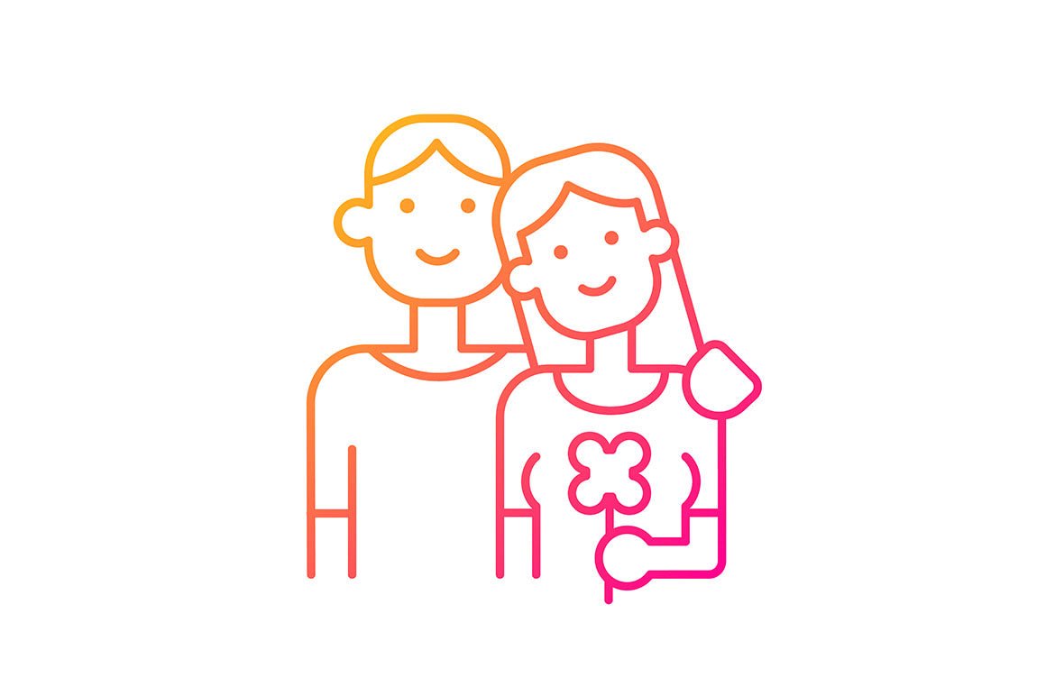 Romance gradient icons set for dark and light mode
