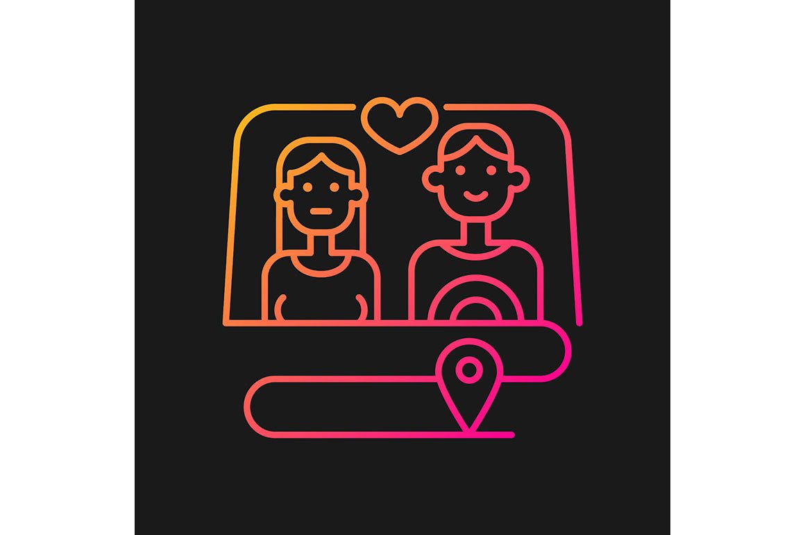 Romance gradient icons set for dark and light mode