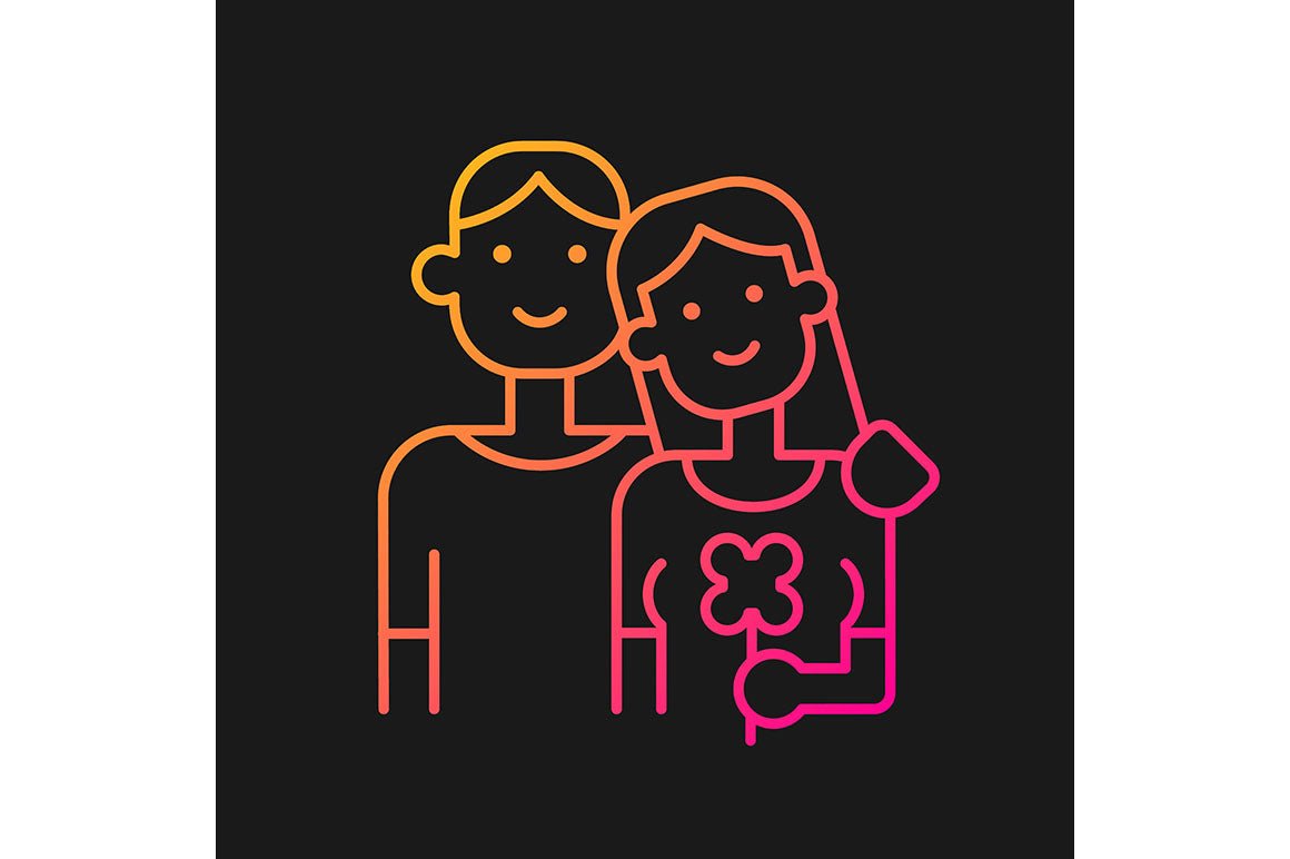 Romance gradient icons set for dark and light mode