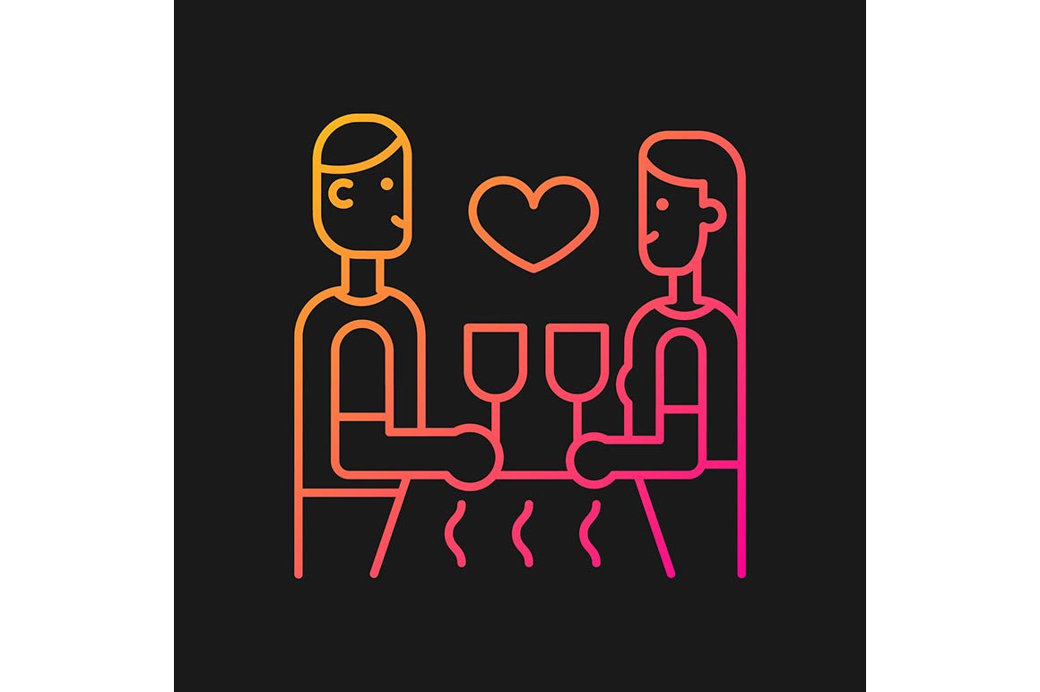 Romance gradient icons set for dark and light mode
