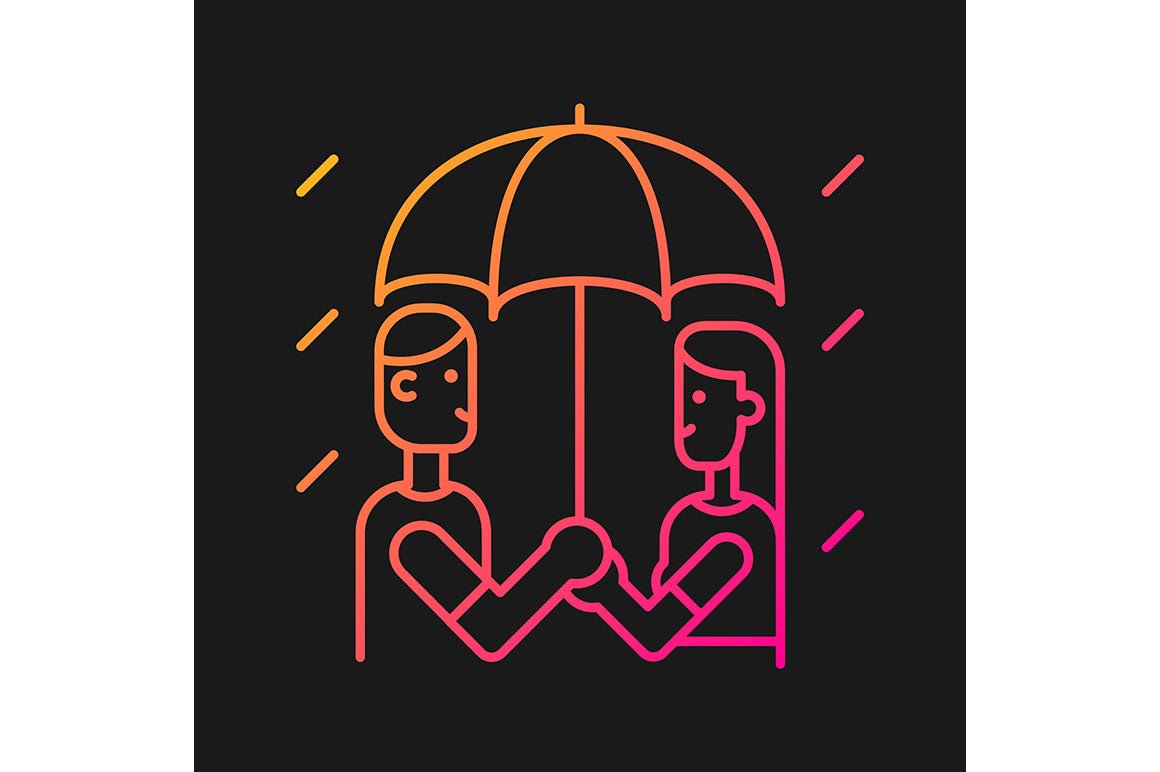 Romance gradient icons set for dark and light mode