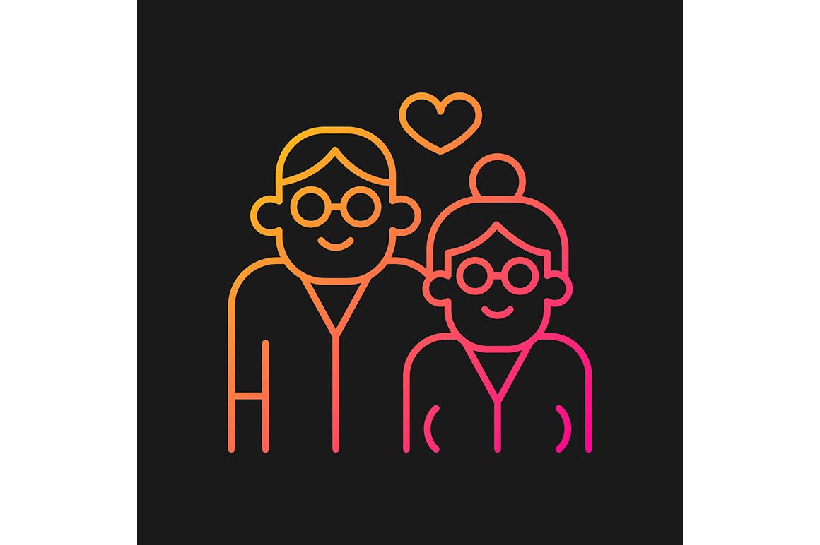 Romance gradient icons set for dark and light mode