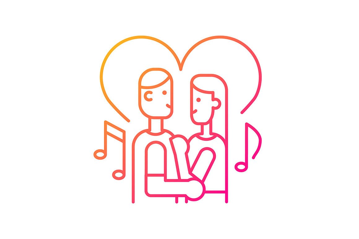Romance gradient icons set for dark and light mode