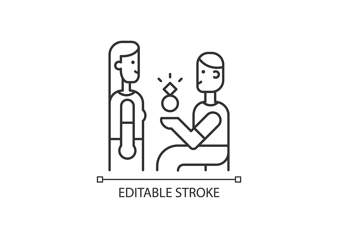 Romance linear icons set for dark and light mode