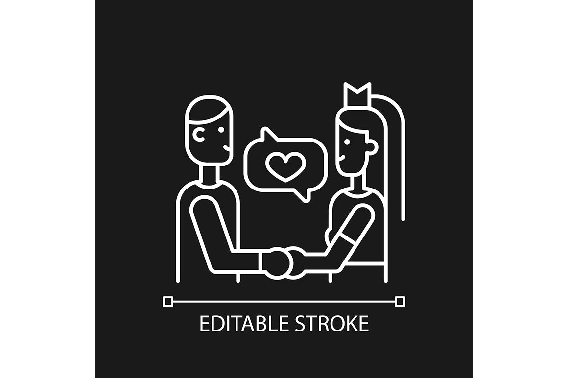 Romance linear icons set for dark and light mode