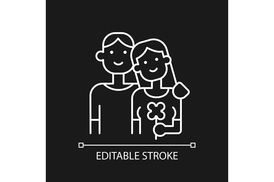 Romance linear icons set for dark and light mode