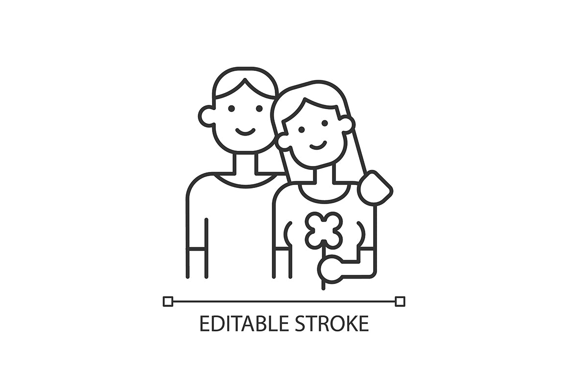 Romance linear icons set for dark and light mode
