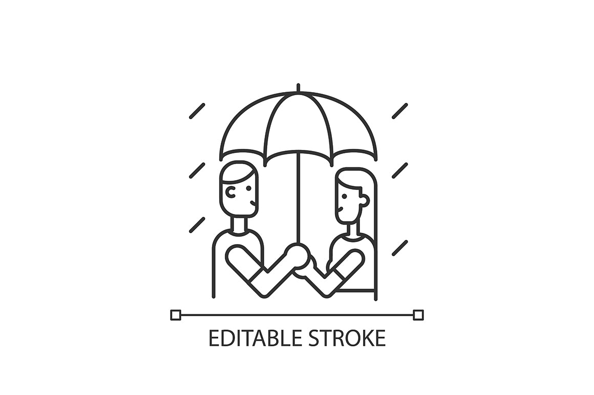 Romance linear icons set for dark and light mode