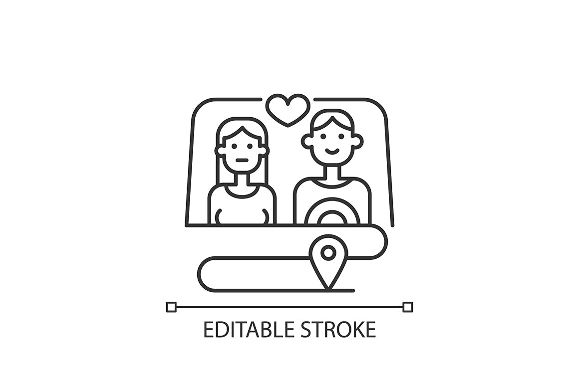 Romance linear icons set for dark and light mode