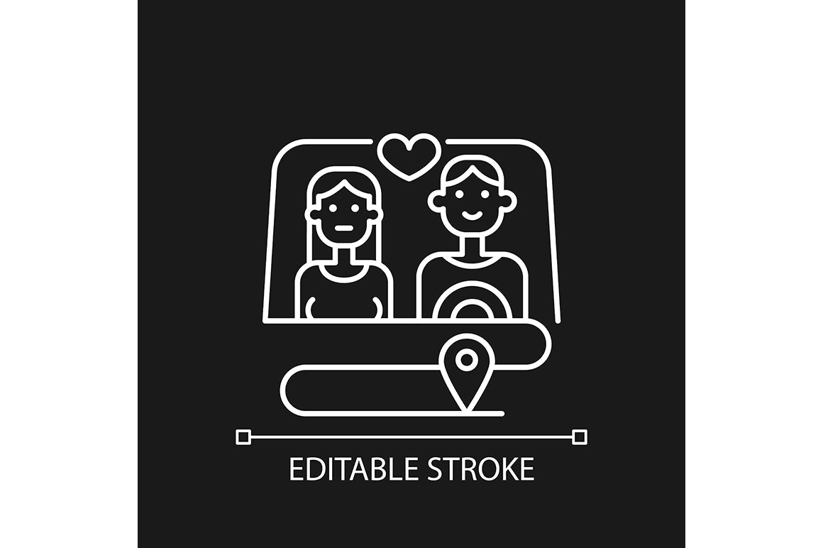Romance linear icons set for dark and light mode