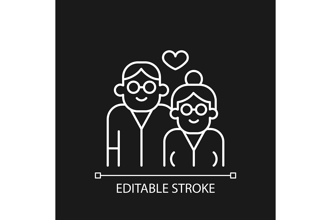 Romance linear icons set for dark and light mode