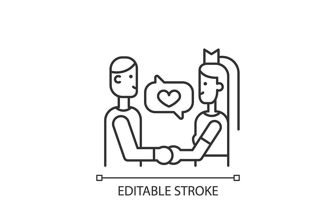 Romance linear icons set for dark and light mode