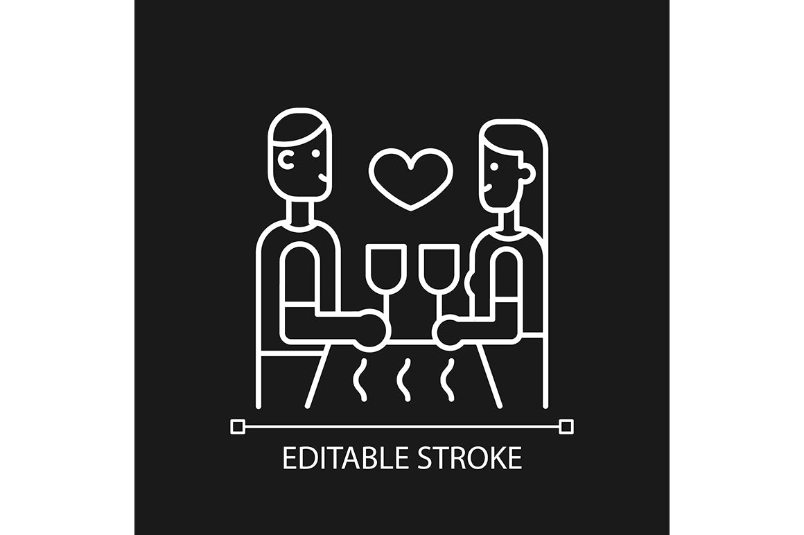 Romance linear icons set for dark and light mode