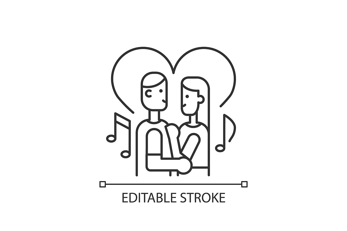 Romance linear icons set for dark and light mode