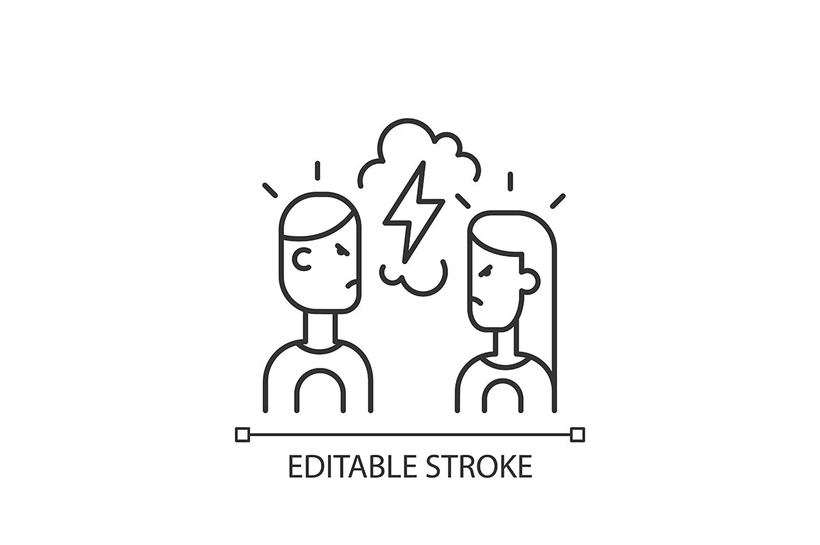 Romance linear icons set for dark and light mode