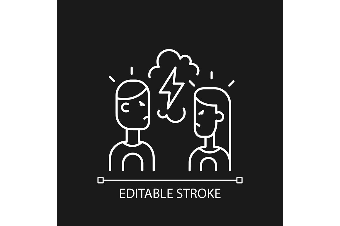 Romance linear icons set for dark and light mode
