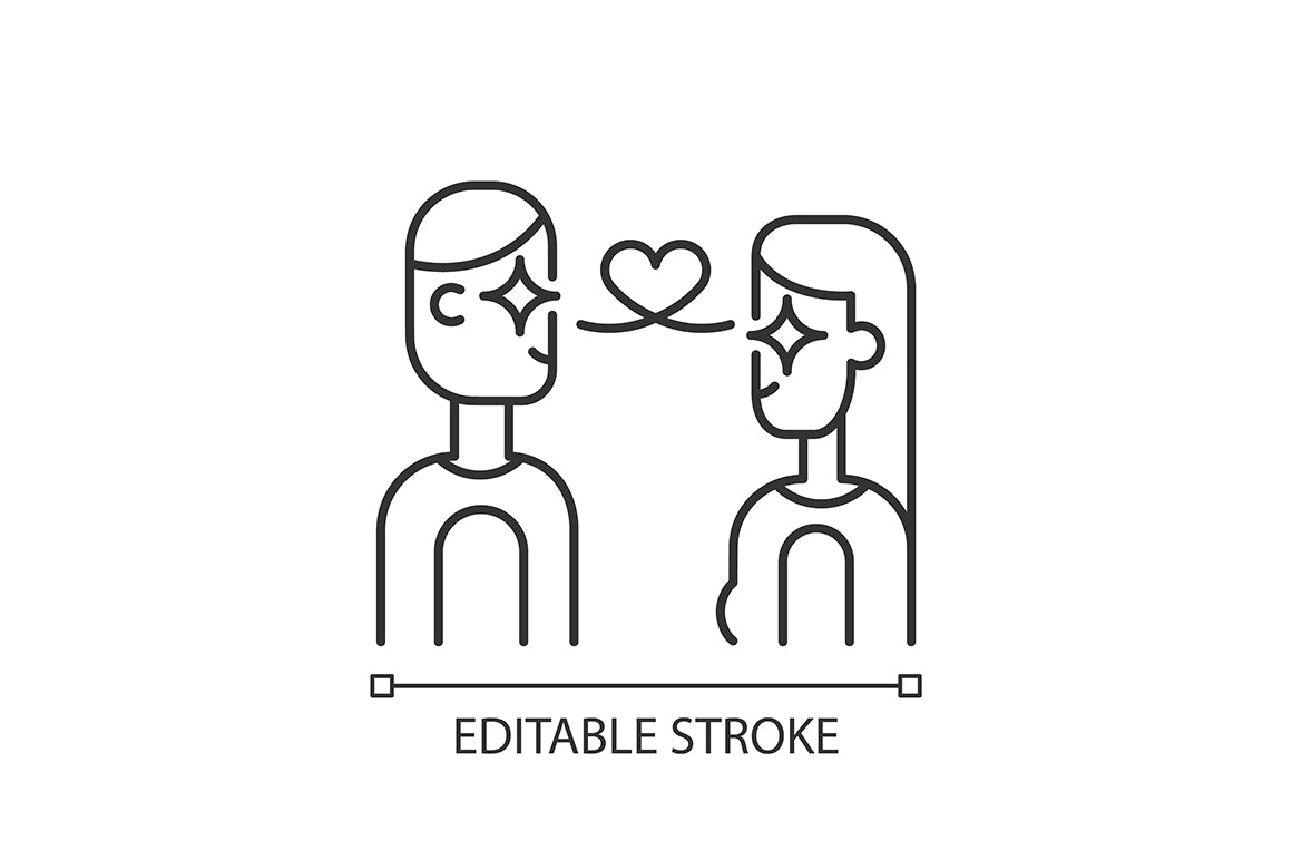 Romance linear icons set for dark and light mode