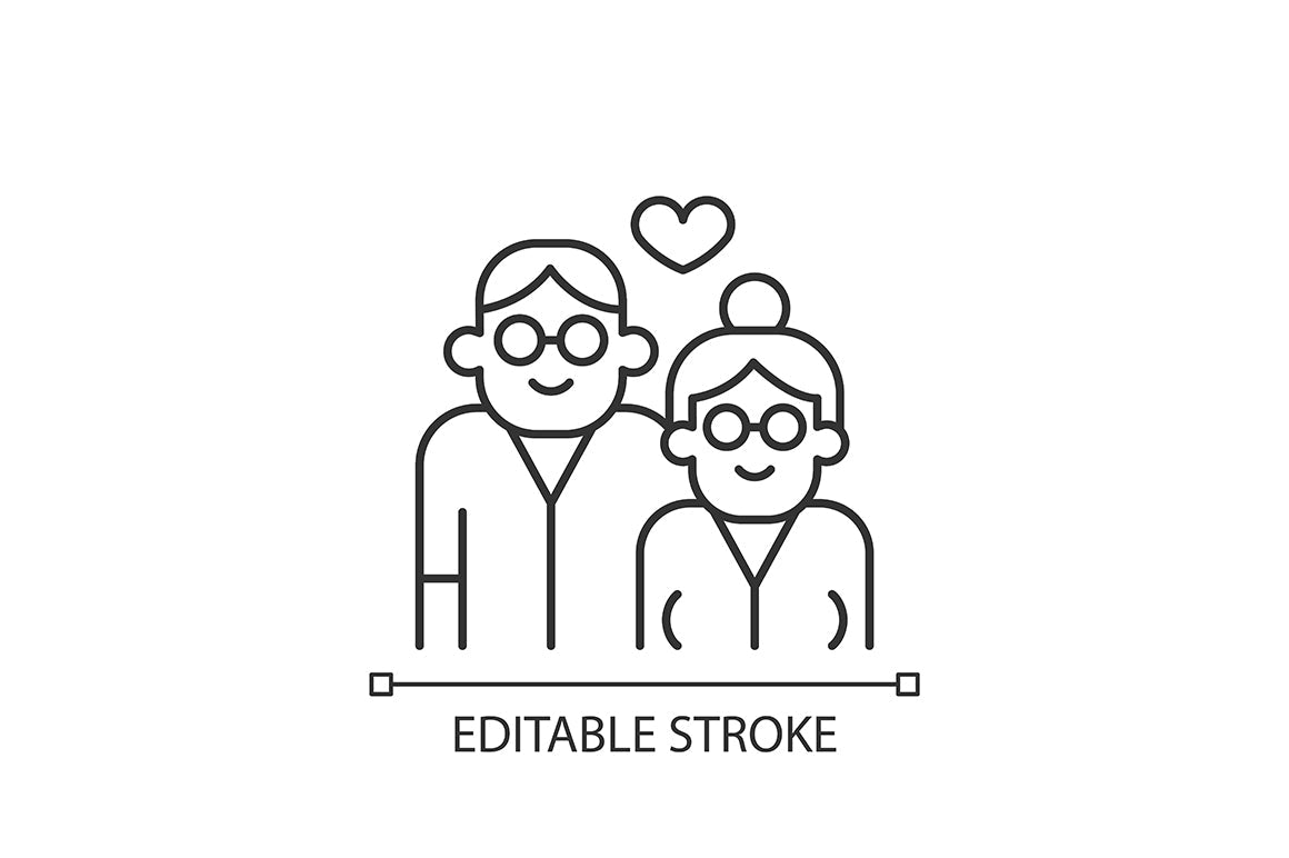 Romance linear icons set for dark and light mode