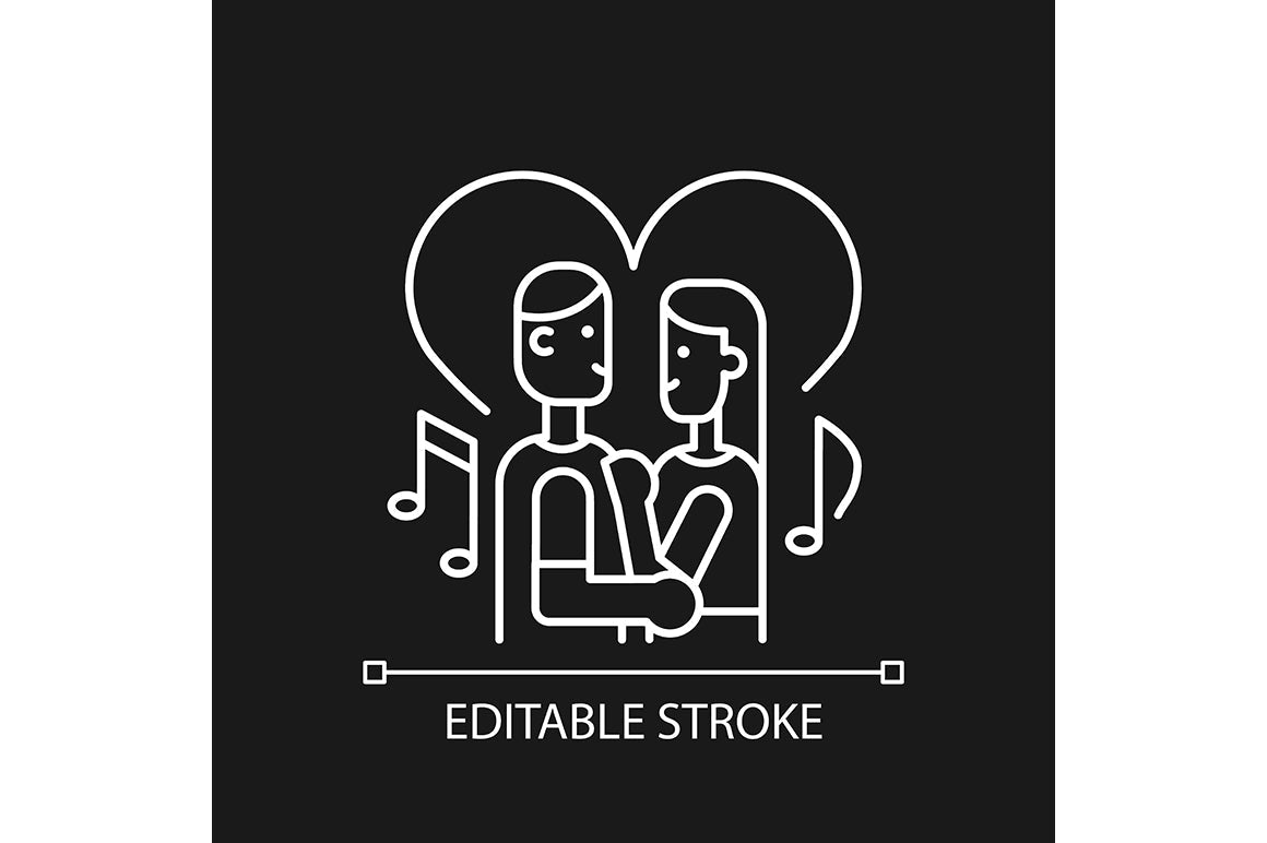 Romance linear icons set for dark and light mode