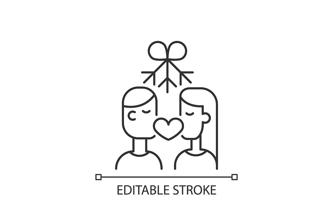 Romance linear icons set for dark and light mode