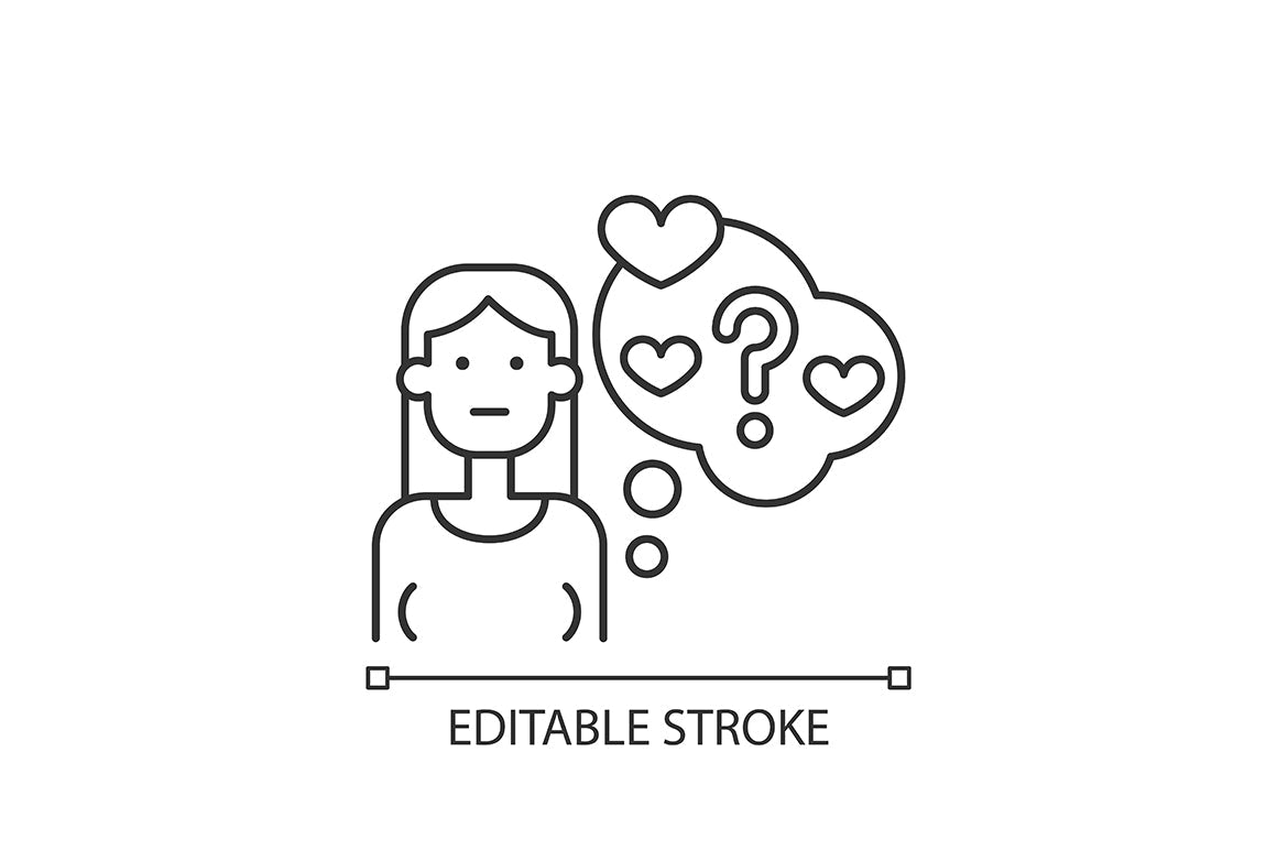 Romance linear icons set for dark and light mode